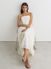 Reiss Dark Gold Raina Leather Twist-Strap Flat Sandals - Image 1 of 5