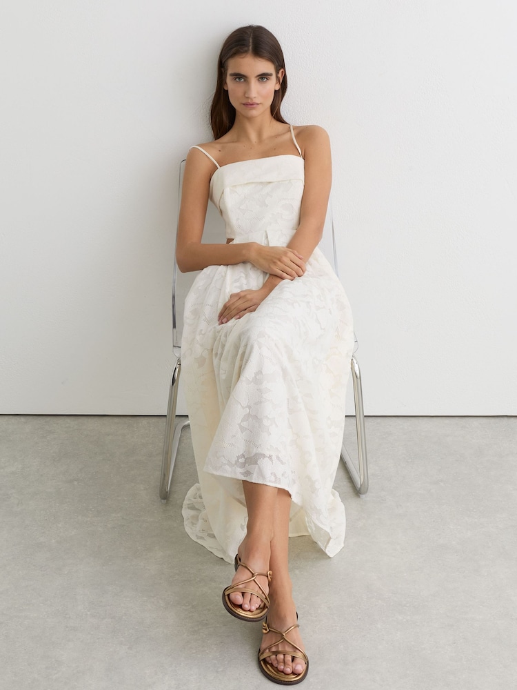 Reiss Dark Gold Raina Leather Twist-Strap Flat Sandals - Image 1 of 5