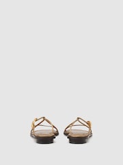 Reiss Dark Gold Raina Leather Twist-Strap Flat Sandals - Image 4 of 5