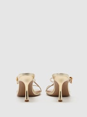 Aur - Reiss Alex Leather Metallic Detail Heeled Sandals - Imaginea 3 din 4