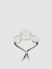 Reiss Silver Ona Sculpted Disc Cord Bracelet - Image 2 of 5