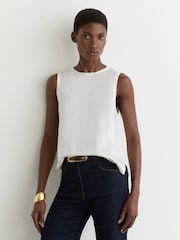 Reiss White Rian Silk-Front Jersey Vest - Image 6 of 7