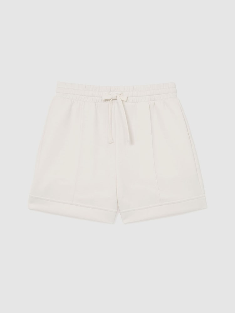 Reiss Ivory Bea Premium Interlock Drawstring Shorts - Image 2 of 6 Reiss Ivory Bea Premium Interlock Drawstring Shorts - Image 2 of 6