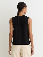 Reiss Black Rian Silk-Front Jersey Vest - Image 5 of 7