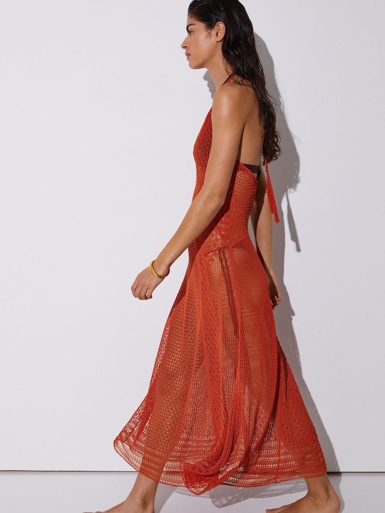 Buy Reiss Coral Red Libby Cotton-Blend Crochet Beach Dress from Next United Arab Emirates Buy Reiss Coral Red Libby Cotton-Blend Crochet Beach Dress from Next United Arab Emirates