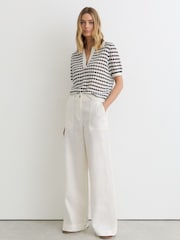 Reiss Gemma Open-Knit Patterned Polo Top With Cotton - Bild 3 von 7