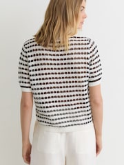 Reiss Gemma Open-Knit Patterned Polo Top With Cotton - Bild 6 von 7