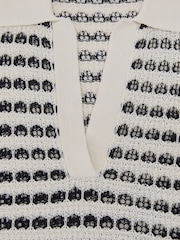 Reiss Gemma Open-Knit Patterned Polo Top With Cotton - Bild 7 von 7
