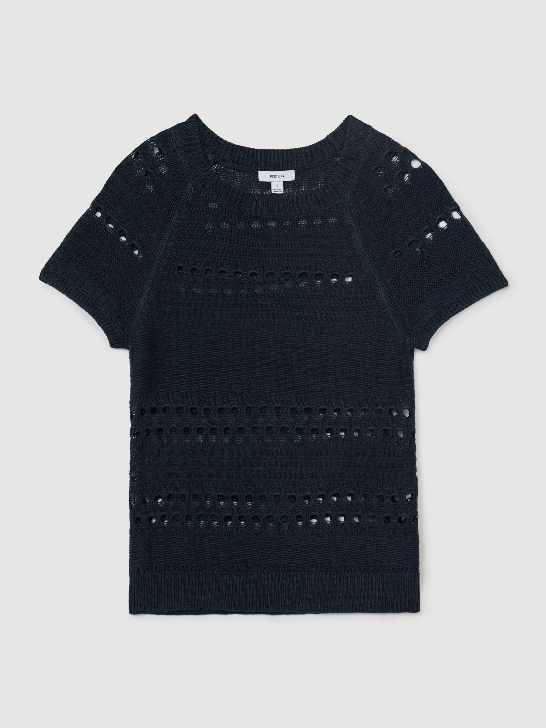 Buy Reiss Navy Chloe Linen Textured-Knit Top from Next USA