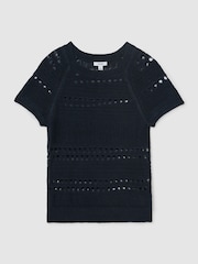 marine - Reiss Chloe Linen Textured-Knit Top - Image 2 de 7