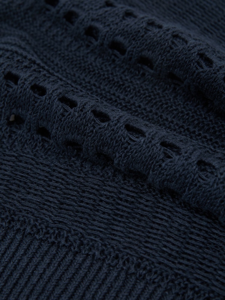 marine - Reiss Chloe Linen Textured-Knit Top - Image 7 de 7