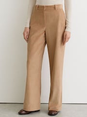 Reiss Camel Stanton Cotton Corduroy Wide-Leg Trousers - Image 3 of 8