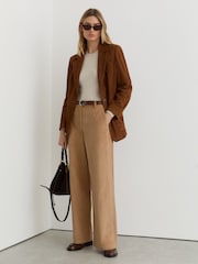 Reiss Camel Stanton Cotton Corduroy Wide-Leg Trousers - Image 7 of 8