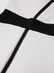 Reiss Ivory/Black Nova Petite Contrast-Trim Cross-Back Midi Dress with Linen - Image 6 of 7