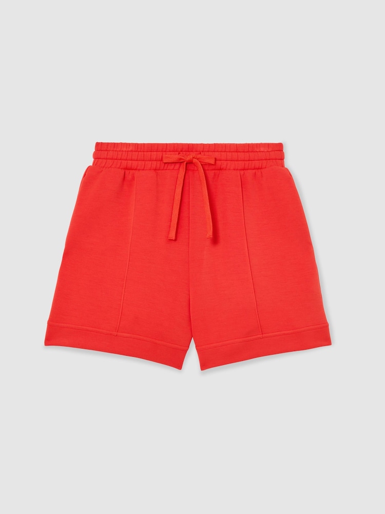 Reiss Coral Red Bea Premium Interlock Drawstring Shorts - Image 2 of 8 Reiss Coral Red Bea Premium Interlock Drawstring Shorts - Image 2 of 8