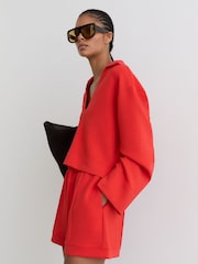 Reiss Coral Red Bea Premium Interlock Drawstring Shorts - Image 3 of 8