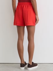 Reiss Coral Red Bea Premium Interlock Drawstring Shorts - Image 7 of 8
