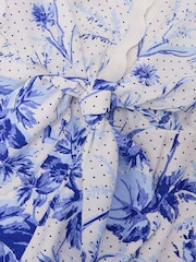 Reiss Blue/Ivory Bonnie Scarf-Print Beach Cover-Up Playsuit - Image 7 of 7