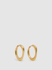 Reiss Gold Sofia Smooth Curve Hoop Earrings - Image 2 of 4