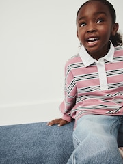 Pink/Green Stripe Long Sleeve Rugby Top (3-16yrs) - Image 4 of 8