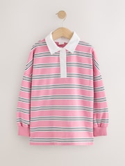 Pink/Green Stripe Long Sleeve Rugby Top (3-16yrs) - Image 5 of 8