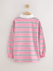 Pink/Green Stripe Long Sleeve Rugby Top (3-16yrs) - Image 6 of 8