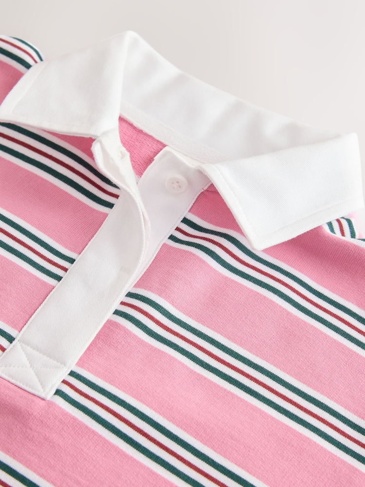 Pink/Green Stripe Long Sleeve Rugby Top (3-16yrs) - Image 8 of 8