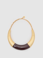 Reiss Gold Paige Curve Resin Choker Necklace - Image 2 of 4