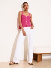 Lipsy Pink Lace Detail Frill Crochet Knitted Vest - Image 3 of 4