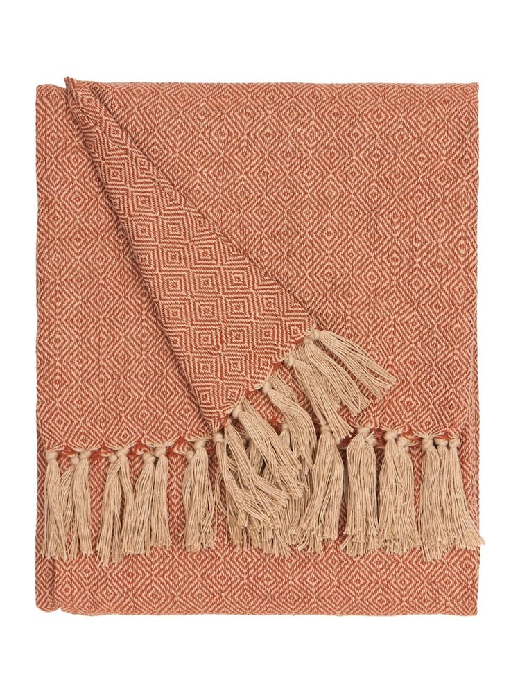 Furn Terracotta Dessa Woven Indoor Outdoor Throw - Image 2 of 3
