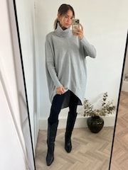 Style Cheat Light Grey Longer Length Hope Knitted Jumper - Image 3 of 4