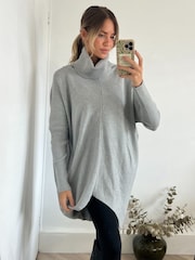 Style Cheat Light Grey Longer Length Hope Knitted Jumper - Image 4 of 4