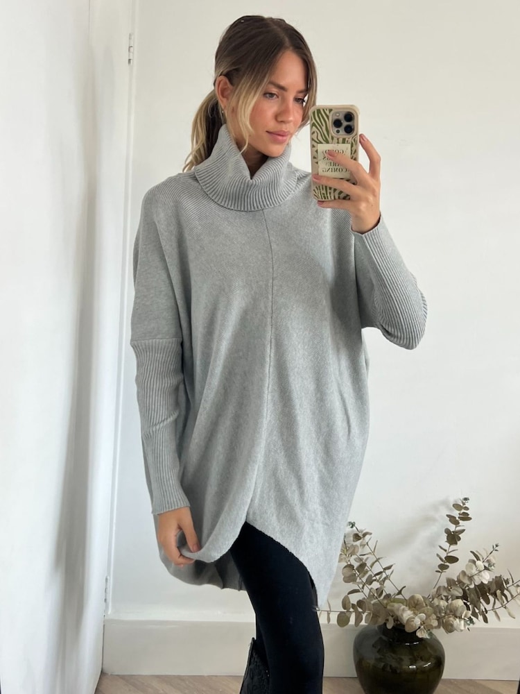 Style Cheat Light Grey Longer Length Hope Knitted Jumper - Image 4 of 4