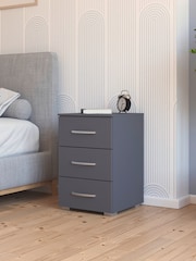 Rauch Metallic grey Cameron 3 Drawer Bedside Table - Image 1 of 2
