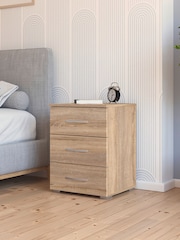 Rauch Sonoma Oak Cameron 3 Drawer Bedside Table - Image 1 of 2