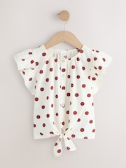 Chocolate/Cream Spot Tie Front Blouse (3-16yrs) - Image 5 of 8