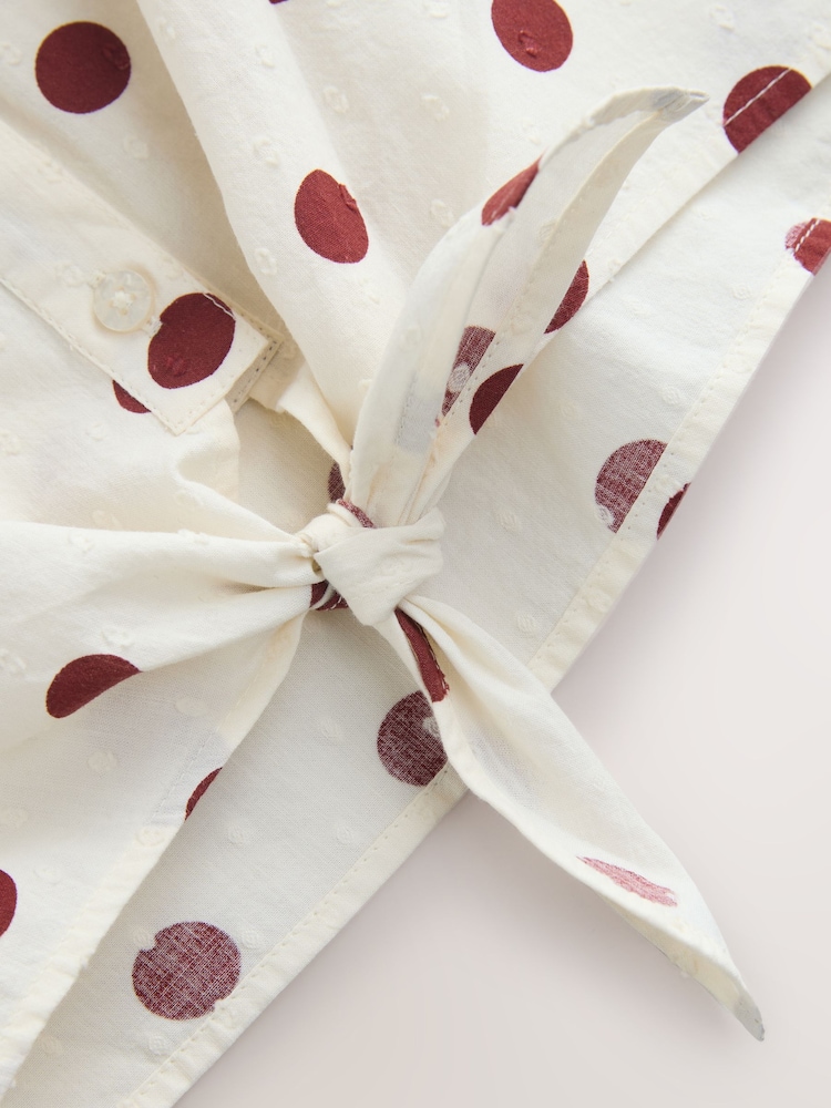 Chocolate/Cream Spot Tie Front Blouse (3-16yrs) - Image 8 of 8