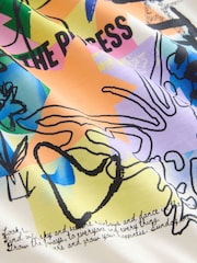 White/Blue Graffiti T-Shirt and Leggings Set (3-16yrs) - Image 3 of 5