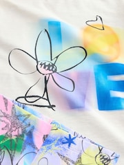 White/Blue Graffiti T-Shirt and Leggings Set (3-16yrs) - Image 5 of 5