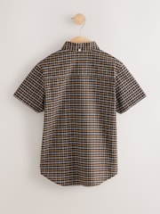 Chocolate Brown Gingham Logo Short Sleeve Cotton Rich Oxford Shirt (3-16yrs) - Image 2 of 4