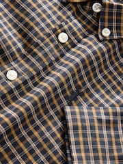 Chocolate Brown Gingham Logo Short Sleeve Cotton Rich Oxford Shirt (3-16yrs) - Image 3 of 4
