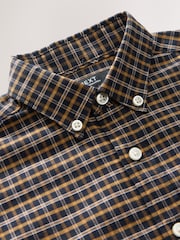 Chocolate Brown Gingham Logo Short Sleeve Cotton Rich Oxford Shirt (3-16yrs) - Image 4 of 4