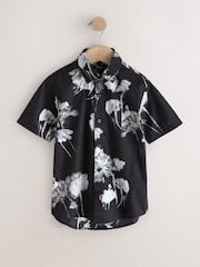 Black Flowers Short Sleeve All Over Print Shirt (3-16yrs) - Image 1 of 4