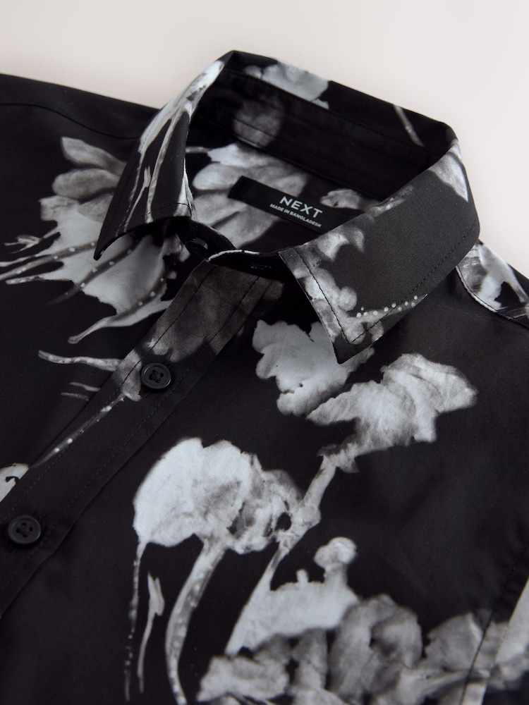 Black Flowers Short Sleeve All Over Print Shirt (3-16yrs) - Image 4 of 4 Black Flowers Short Sleeve All Over Print Shirt (3-16yrs) - Image 4 of 4