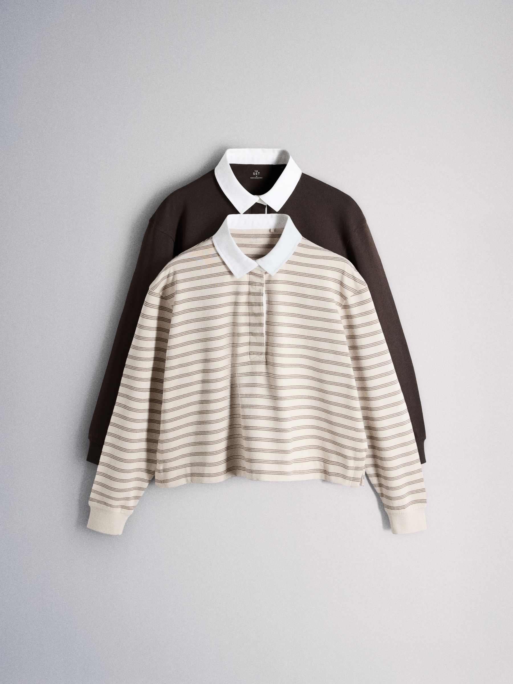 Buy The Set 2 Pack Rugby Sweat Tops Chocolate Brown/Ecru Stripe
