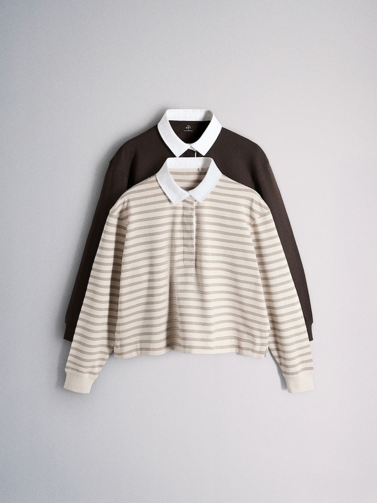 The Set 2 Pack Rugby Sweat Tops Berry Pink - Image 1 of 5