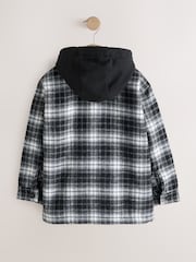 Black/White Check Borg Lined Hooded Shacket (3-16yrs) - Image 3 of 5