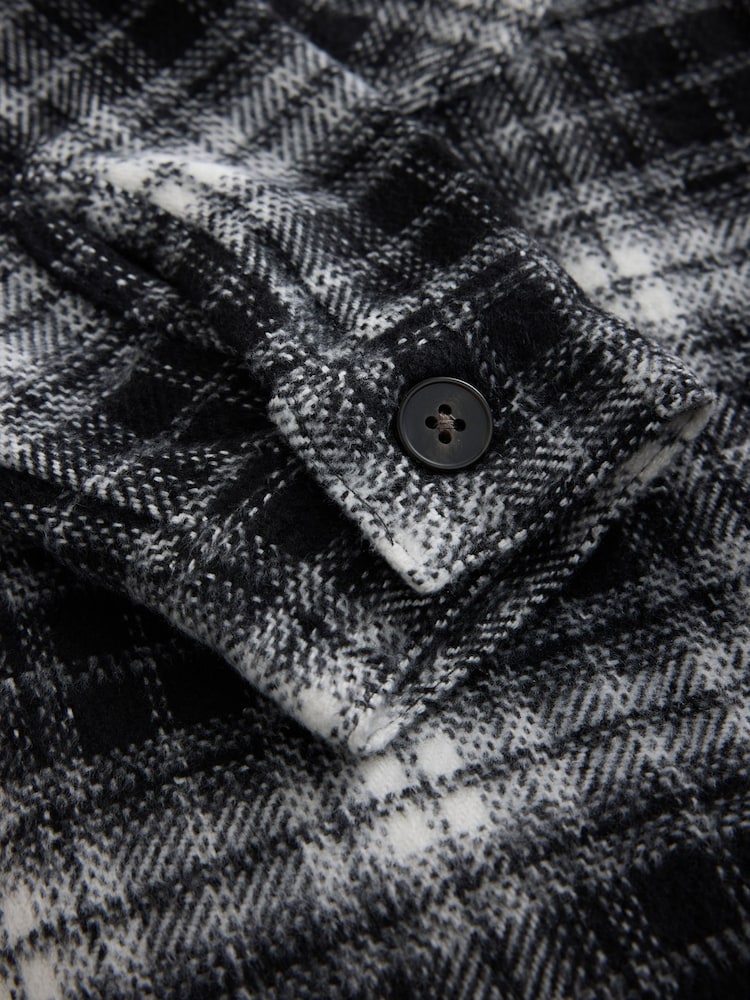 Black/White Check Borg Lined Hooded Shacket (3-16yrs) - Image 5 of 5