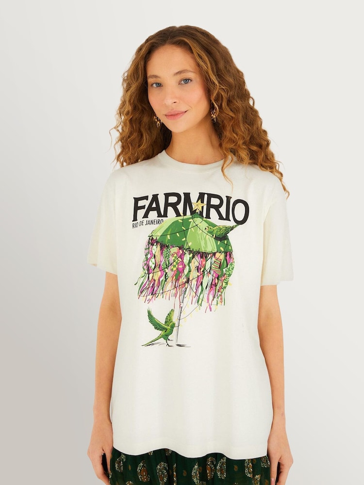 Farm Rio White Xmas Kinis Relaxed T-Shirt - Image 1 of 5