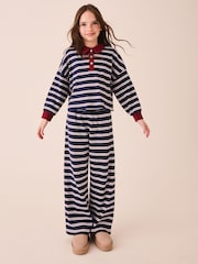Navy/Red Rugby Top And Wide Leg Trousers Set (3-16yrs) - Image 1 of 10